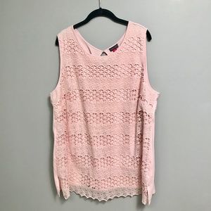 Blush Pink Vince Camuto Lacy Sleeveless Blouse 2X